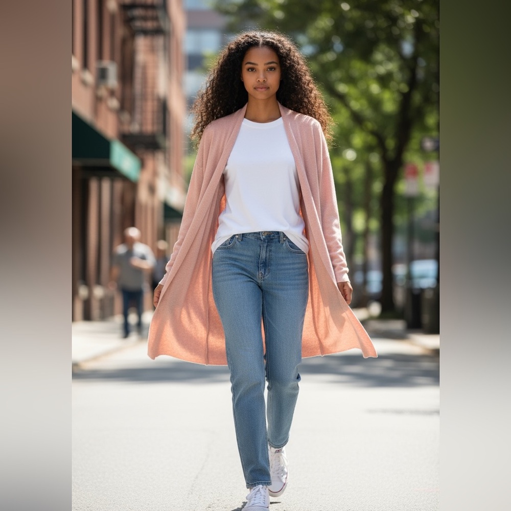 Express Blush Open Front Cardigan